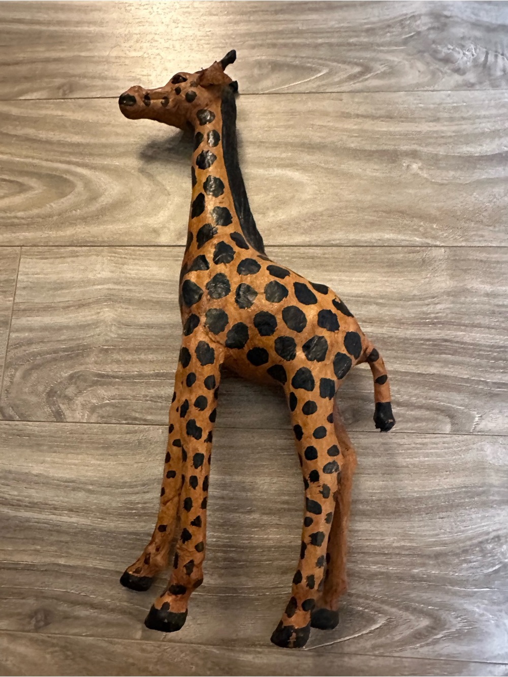 Giraffe: Leather Wrapped Orange/Brown  Approx 15" Statue Figurine African Safari